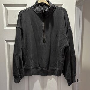 aerie Charcoal Half-Zip Pullover Hoodie